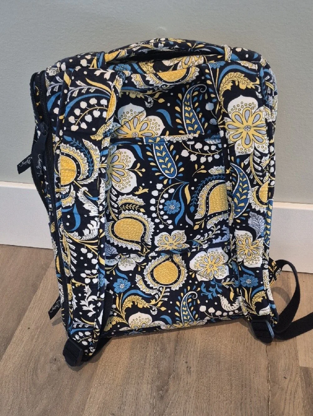 Vera Bradley Quilted Paisley Backpack - Black, Yellow & Blue